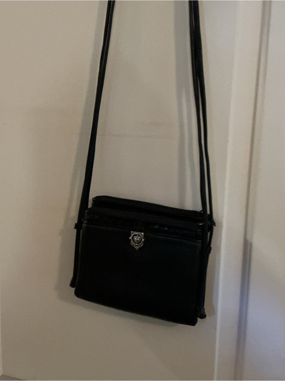 Brighton Black Crossbody Shoulder Bag with Silver Accent